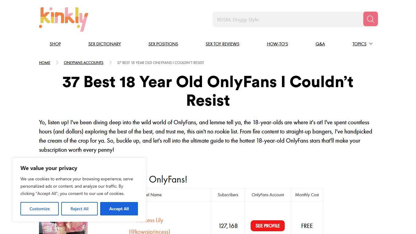 37 Best 18 Year Old OnlyFans I Couldn't Resist | Kinkly - Straight up Sex Talk With a Twist